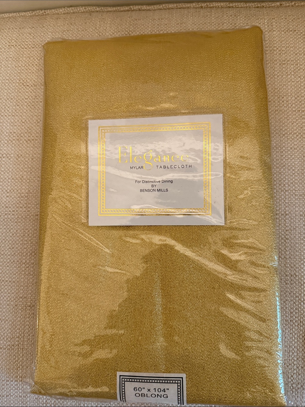 NEW WITH TAGS Elegance Gold Mylar Tablecloth - 60" x 104" Oblong - Hobby Lobby
